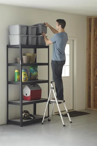 Miniatura 7 de COSCO 2 Step Lite Solutions Taburete de Escalón Plegable, Aluminio/Negro