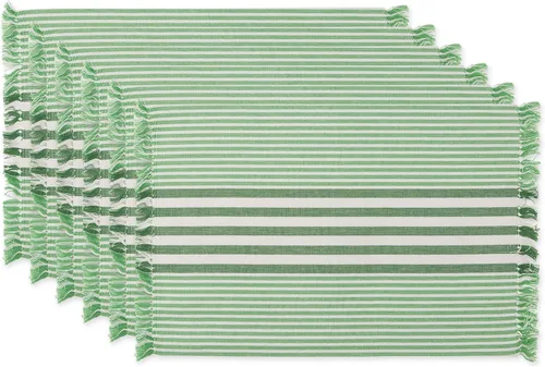 Miniatura 10 de DII Colección de mesa de cocina con rayas múltiples, juego de manteles individuales, 13x19, amarillo profundo, 6 piezas