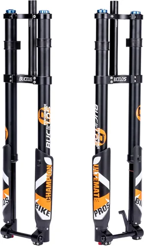 BUCKLOS 26/27.5/29 pulgadas bicicleta de montaña eléctrica suspensión neumática invertida cuesta abajo horquilla, impulso de eje pasante 0.591x4.331