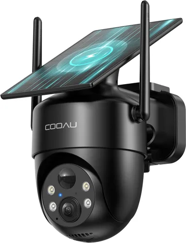 COOAU Cámaras de seguridad solares inalámbricas para exteriores, recargable con poca luz, fácil de instalar, cámara 2K de 360° para seguridad del