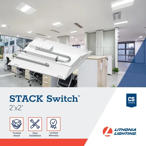 Miniatura 2 de Lithonia Lighting Luz LED Troffer de 2x2, Luminaria de Techo LED Empotrable Stack Switch, Lúmenes Ajustables, Temperatura de Color Conmutable