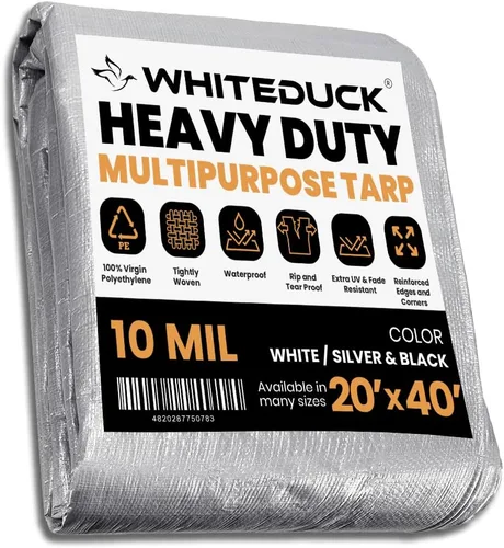 Miniatura 61 de WHITEDUCK Lona de polietileno súper resistente de 16 mil de grosor, 12 x 16 pies, impermeable, 100% resistente a los rayos UV, a prueba de Azul- 16