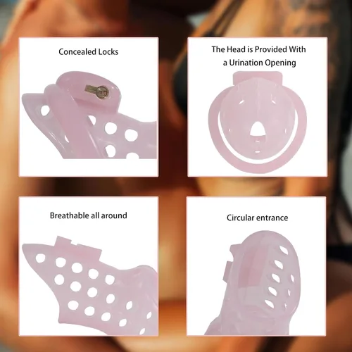 Miniatura 3 de Dispositivo de castidad de resina con bloqueo invisible SM Bondage para adultos, jaula de castidad para adultos, jaula para pene con 4 anillos