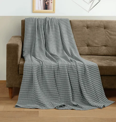 Miniatura 36 de Utopia Bedding Manta de punto gofre de 100 % algodón, tamaño grande para cama, ligera, transpirable, suave y acogedora, regalos para mujeres Blanco