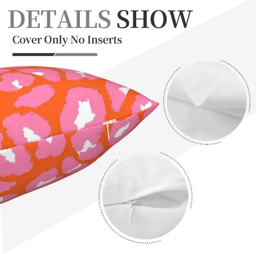 Miniatura 4 de Almohada de terciopelo con estampado de puntos de leopardo rosa y naranja, juego para el hogar, cómoda decoración de cama cuadrada, sofá al aire