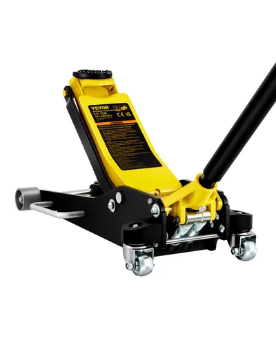 Miniatura 11 de VEVOR Gato de piso de perfil bajo de 1.5 toneladas (3300 libras), elevador de tierra de carreras de aluminio y acero con pistones duales, bomba