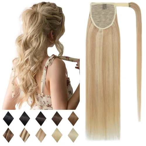 Miniatura 13 de SEGO Pinza de Gancho Extensión de Cola de Caballo Extensiones de Cabello Humano con Pinza para Cola de Caballo Extensiones de Cabello Real de Cola