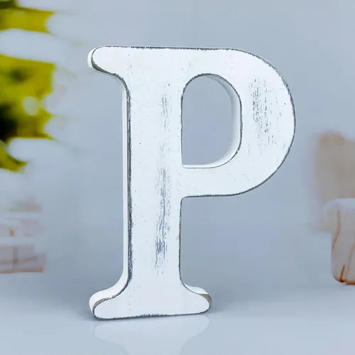 Letras de madera rústica blanca de 6 pulgadas, letras de madera sin terminar para decoración de pared, letras de pie retro blancas blancas,