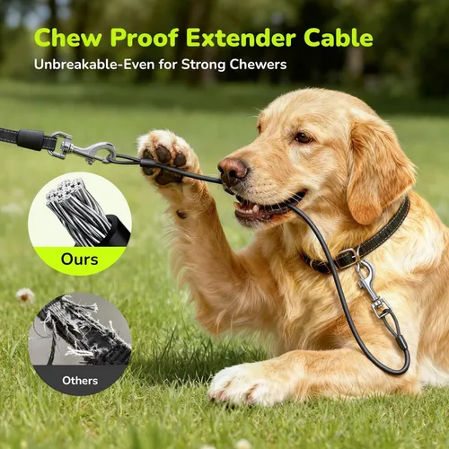 Miniatura 3 de Pecute - Correa retráctil para perro con cable a prueba de mordiscos - 18,2 pies de correa retráctil resistente para mascotas con dispensador