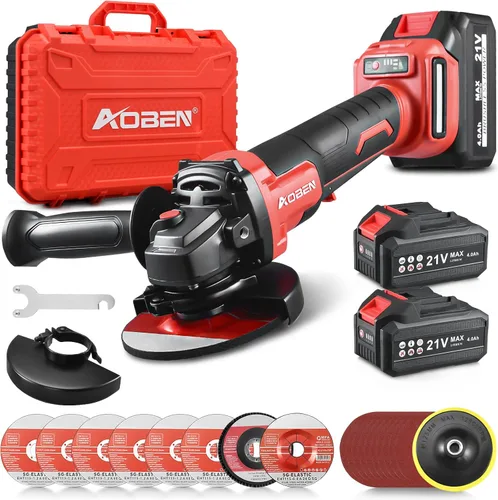 Miniatura 8 de AOBEN Amoladora angular inalámbrica de 4-1/2 pulgadas, herramienta de amoladora con batería de 21V, amoladoras eléctricas de potencia, motor sin
