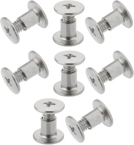 Aicosineg 20 tornillos Phillips M5x6mm de fijación para cinturón, hebilla de acero al carbono, cabeza cruzada, tornillos Chicago, cierre de cuero