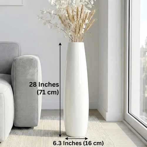 Miniatura 3 de White - Florero de cerámica de 28 pulgadas de alto, jarrones decorativos grandes para decoración moderna del hogar, sala de estar, jarrón grande