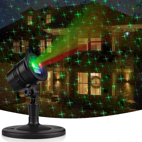 Proyector de Luces de Navidad para Exteriores, Luces Láser LED de Navidad, Foco de Paisaje, Espectáculo de Estrellas Rojas y Verdes, Impermeable con