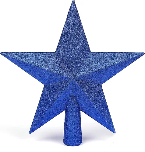 Miniatura 11 de YYCRAFT Adorno de Estrella con Purpurina para la Punta del Árbol Decoración Navideña - 6 Pulgadas, Rojo