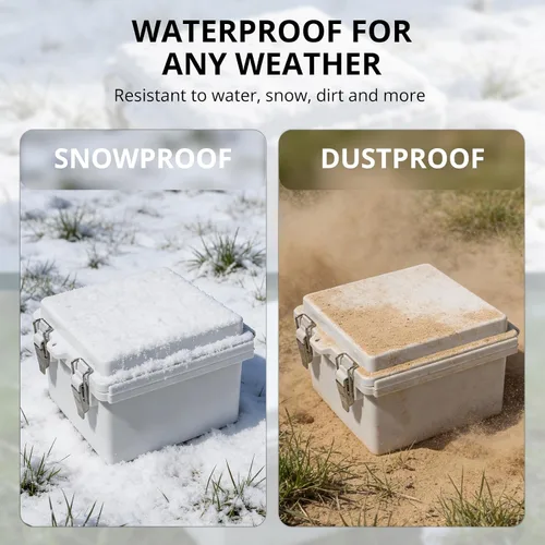 Miniatura 6 de MAKERELE Caja eléctrica impermeable pequeña al aire libre IP67 ABS caja de plástico con placa de montaje, cubierta gris con bisagras, soporte