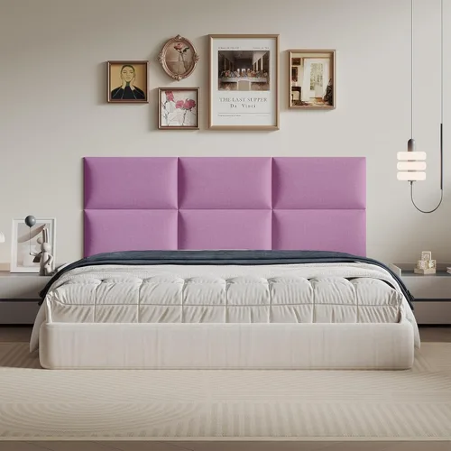Miniatura 12 de Cabecero de palo color beige - Juego de 6 paneles montados en la pared para camas tamaño Queen, 61 x 30 cm, cabecero decorativo de fácil instalación