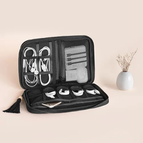 Miniatura 4 de Mkono Organizador de artículos electrónicos, organizador de cables de viaje, bolsa de algodón, accesorios portátiles todo en uno, estuche