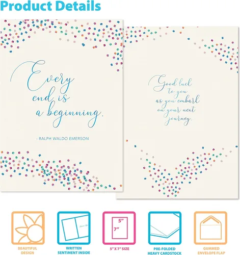 Miniatura 8 de Better Office Products Tarjeta de despedida con sobre, elegante diseño de lámina metálica, tarjeta Will Miss You, tarjeta de jubilación de compañero