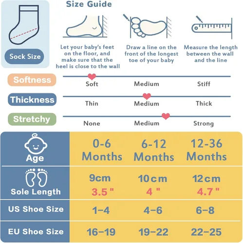 Miniatura 4 de Baby Socks With Non Slip Grips Toddler Socks Infant Socks For 0-6,6-12,12-36 months Baby Boy Girl by Miss Fong Wear