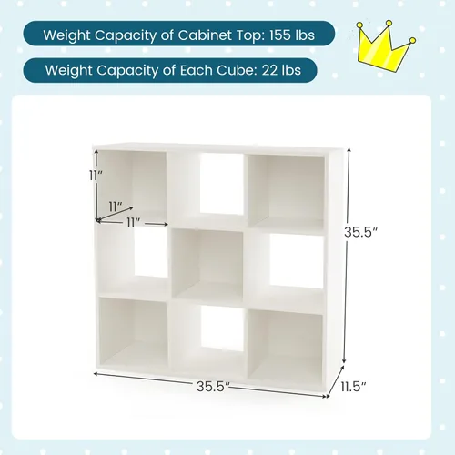Miniatura 3 de Costzon Organizador de almacenamiento de juguetes de 9 cubos, estantería de madera de 4 niveles para almacenamiento de libros y juguetes, estante