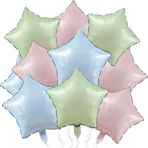 Miniatura 13 de Globos de papel de aluminio con forma de estrella de arena beige, marrón y blanco, 10 globos de Mylar en forma de estrellas de 18 pulgadas