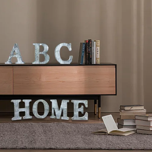 Miniatura 3 de Letras de madera rústica sin terminar de 6 pulgadas para decoración de pared, letras decorativas de pie en rodajas, decoración de tablero