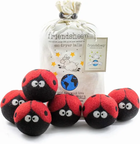 Miniatura 10 de Friendsheep Bolas secadoras de lana, alternativa orgánica reutilizable para suavizantes de telas para lavandería, hechas a mano, comercio justo