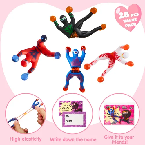 Miniatura 3 de JOYIN Paquete de 28 paquetes de ninja pegajoso para escalada en la pared para el día de San Valentín con tarjetas de regalo, juguetes para aliviar
