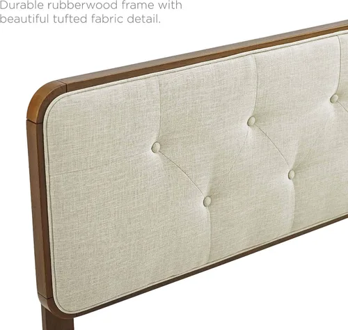 Miniatura 6 de Modway Collins Cabecero tapizado de tela y madera para cama individual en color nogal beige