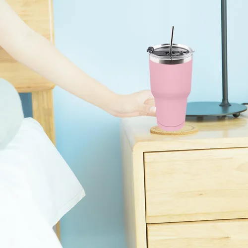 Miniatura 7 de Amtidy Paquete de 16 tazas de viaje de 30 onzas, vaso de acero inoxidable recubierto de polvo de doble pared a granel, taza de café aislada duradera