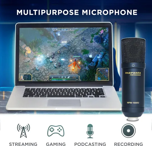 Miniatura 4 de Marantz Professional MPM-1000U - Micrófono de condensador USB para juegos, streaming y podcasting - Interfaz de audio incorporada, soporte