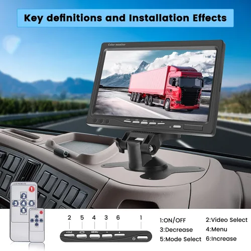 Miniatura 4 de Hikity Kit de monitor de cámara de respaldo de vehículo de 7 pulgadas, 18 infrarrojos de visión nocturna, impermeable, cámara de visión trasera