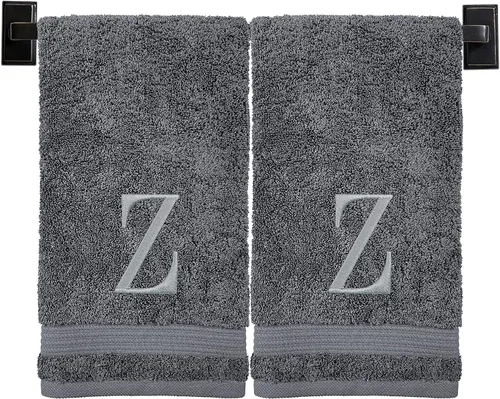 Miniatura 47 de Toallas de mano con monograma para baño Juego de 2 Toallas turcas genuinas Elige toalla e hilo A - Z Toallas con monograma con fuente