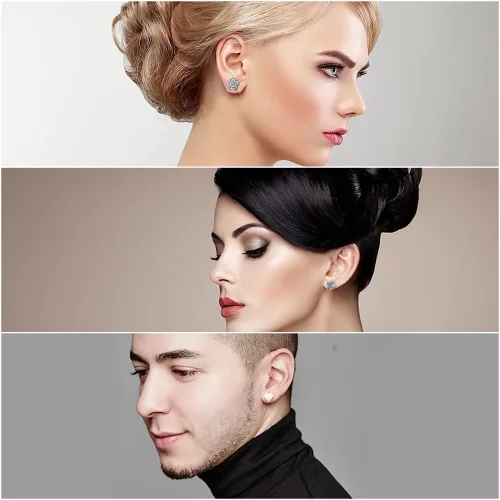 Miniatura 7 de 18 pares de aretes tipo dormilona para mujeres y hombres, de acero inoxidable quirúrgico 316L, hipoalergénicos, con parte trasera plana, aretes