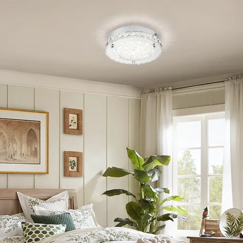 Miniatura 6 de Lámpara de techo de cristal de montaje empotrado, moderna lámpara de techo LED de 4000 K, lámpara de techo redonda de 8 pulgadas para espacios
