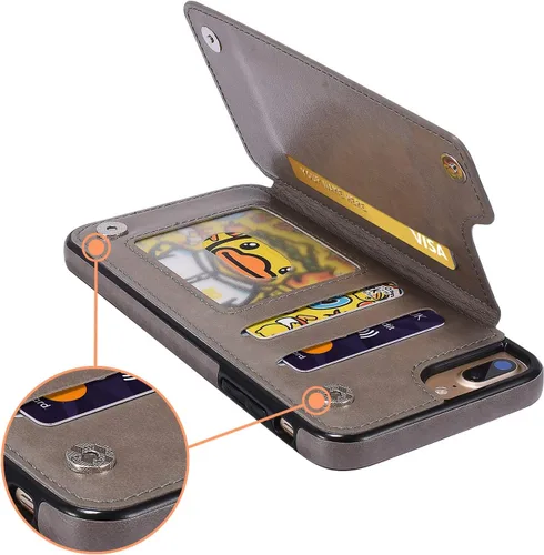 Miniatura 7 de UEEBAI Funda para iPhone SE 2022/7/8/SE 2020, funda de piel sintética con cierre magnético, ranuras para tarjetas, función de soporte