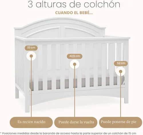 Miniatura 6 de Delta Children Perry, cuna convertible 6 en 1, con certificado Greenguard Gold, color blanco Bianca