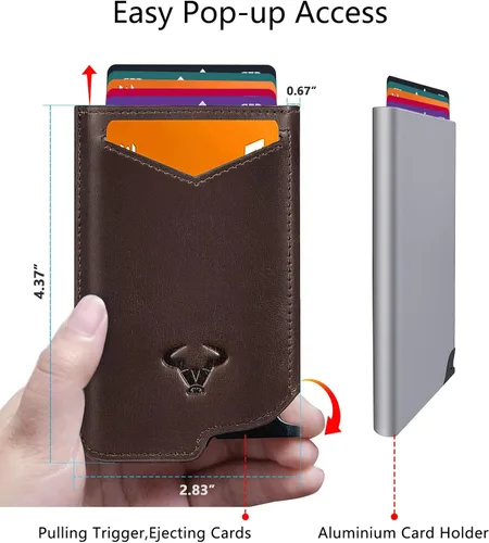 Miniatura 2 de Billetera delgada para hombre, cartera grande de aluminio con clip para dinero, 8 tarjetas, bloqueo RFID