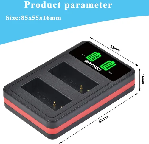 Miniatura 8 de Batmax Paquete de 2 baterías NB-10L de alta capacidad (1300 mAh) + cargador USB dual LED para batería Canon NB-10L; cámaras digitales Canon