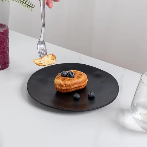 Miniatura 6 de Juego de platos y cuencos de melamina negra, juegos de vajilla de melamina de 12 piezas para uso en interiores y exteriores, juego de platos ligeros