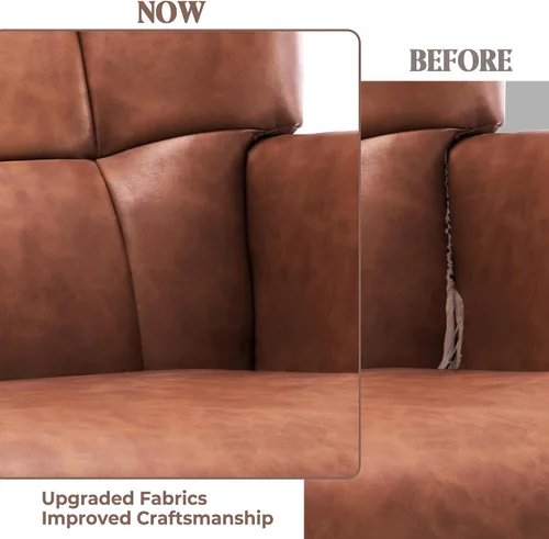 Miniatura 7 de Bafode Silla decorativa moderna Mid-Century - Sillón de piel sintética con cuadrícula para sala de estar, dormitorio y oficina, cómoda silla