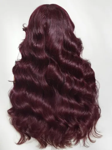 Miniatura 8 de UNICE Peluca de Cabello Humano Black Cherry Loose Wave Bye Bye Knots con Encaje Frontal de 7x5 con Cordón, con Flequillo Enmarcador del Rostro, Pre