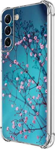 Miniatura 27 de Funda para Galaxy S22, Protección Azul con Flores de Mariposa y Rosas, Funda Anti-Choque y Anti-Arañazos de TPU de Cuerpo Completo para Samsung