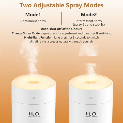 Miniatura 4 de Mini Humidificador Portátil, Apagado Automático, 2 Modos de Niebla, Silencioso, Pequeños Humidificadores para Dormitorio, Viaje, Oficina, 3-Blanco