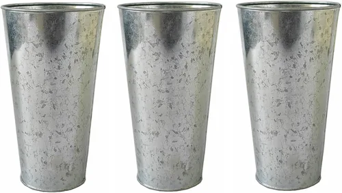 Miniatura 13 de Hosley Jarrón Balde Francés Galvanizado con Asas de 6" de Diámetro x 15" de Alto - Perfecto para Bodas, Fiestas, Picnics Campestres, Arreglos Plata