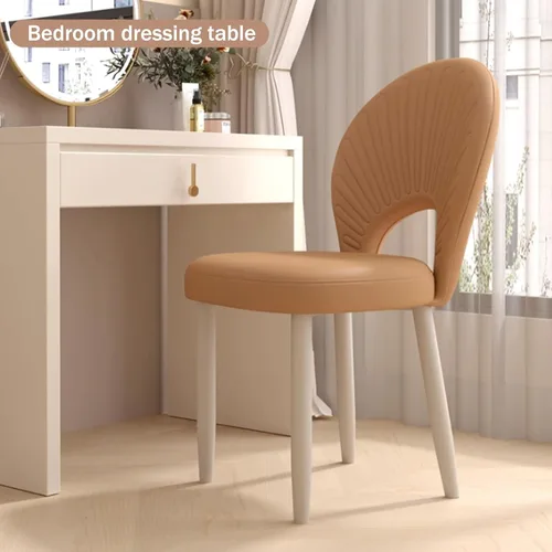 Miniatura 9 de Upholstered Kitchen Chairs Set, Dining Room Chair with Leather Cushion Seat, Lobby Chair with Metal Leg for Kitchen Living Room White
