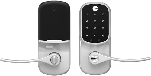 Yale Assure - Manija electrónica de puerta con pantalla táctil, teclado no conectado de níquel satinado que proporciona entrada sin llave con código
