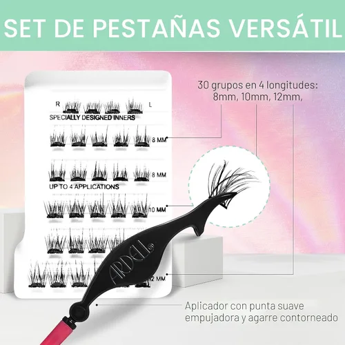 Miniatura 3 de Ardell Naked Press On Lashes - Extensiones de pestañas pre-pegadas en racimo, autoadhesivas, volumen suave natural, sin necesidad de pegamento, 1