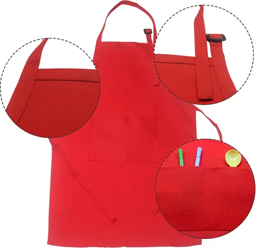 Miniatura 2 de Toal - Juego de 8 delantales y sombrero de chef, delantales de cocina para niños, coloridos delantales ajustables con 2 bolsillos para niñas, niños