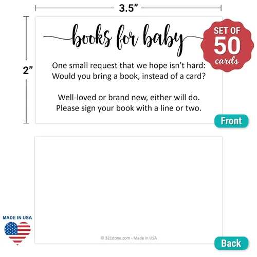 Miniatura 2 de 321Done Libros para tarjetas de bebé, fabricadas en Estados Unidos, 3.5 x 2, blanco, inserto de baby shower para invitaciones, tamaño de tarjeta